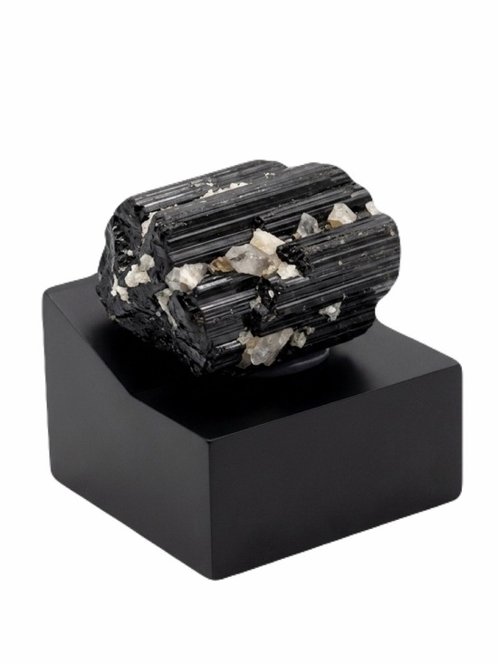Earth Other - New Black Tourmaline Natural Crystal Form White Quartz Delicate Stone 65.3g